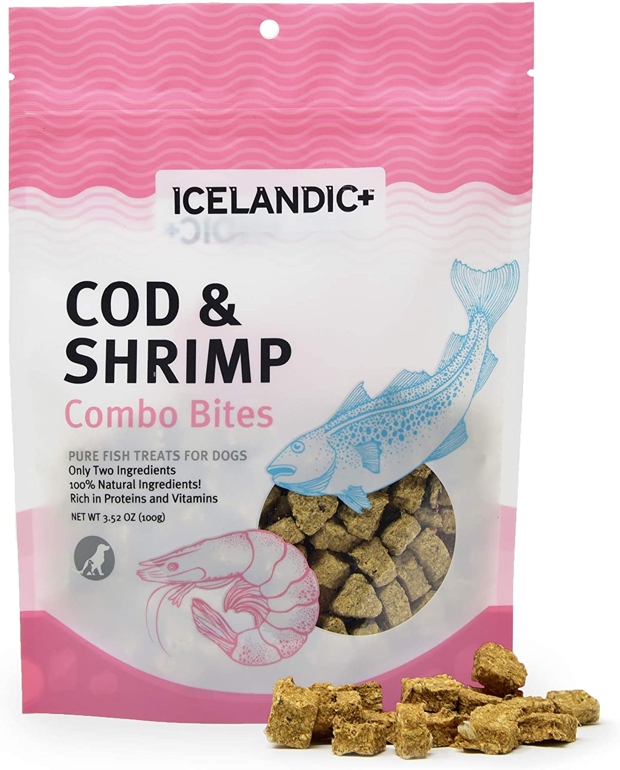 Icelandic+ All-Natural Dog Chew Treats Combo Bites Cod and Shrimp