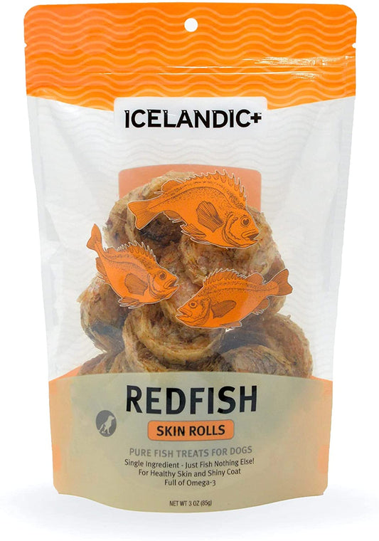 Icelandic+ All-Natural Dog Chew Treats Redfish Skin Rolls
