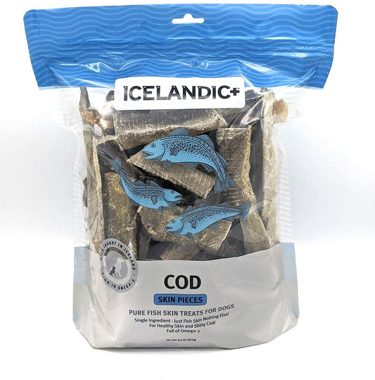 Icelandic+ All-Natural Dog Chew Treats Cod Skin Pieces Individuals