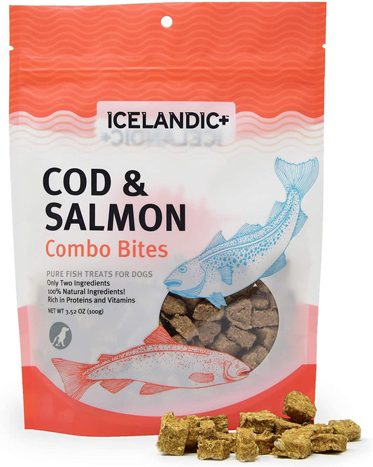 Icelandic+ All-Natural Dog Chew Treats Combo Bites Cod and Salmon