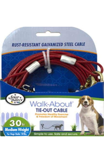 Four Paws Walk-About Tie Out Cable for Medium Dogs