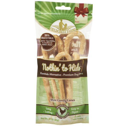 Nothin' To Hide Chicken Candy Cane Chews 6 Pack