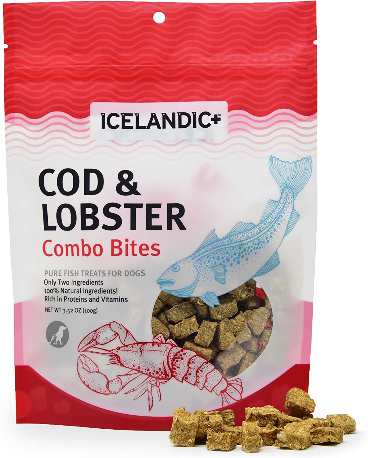 Icelandic+ All-Natural Dog Chew Treats Combo Bites Cod and Lobster
