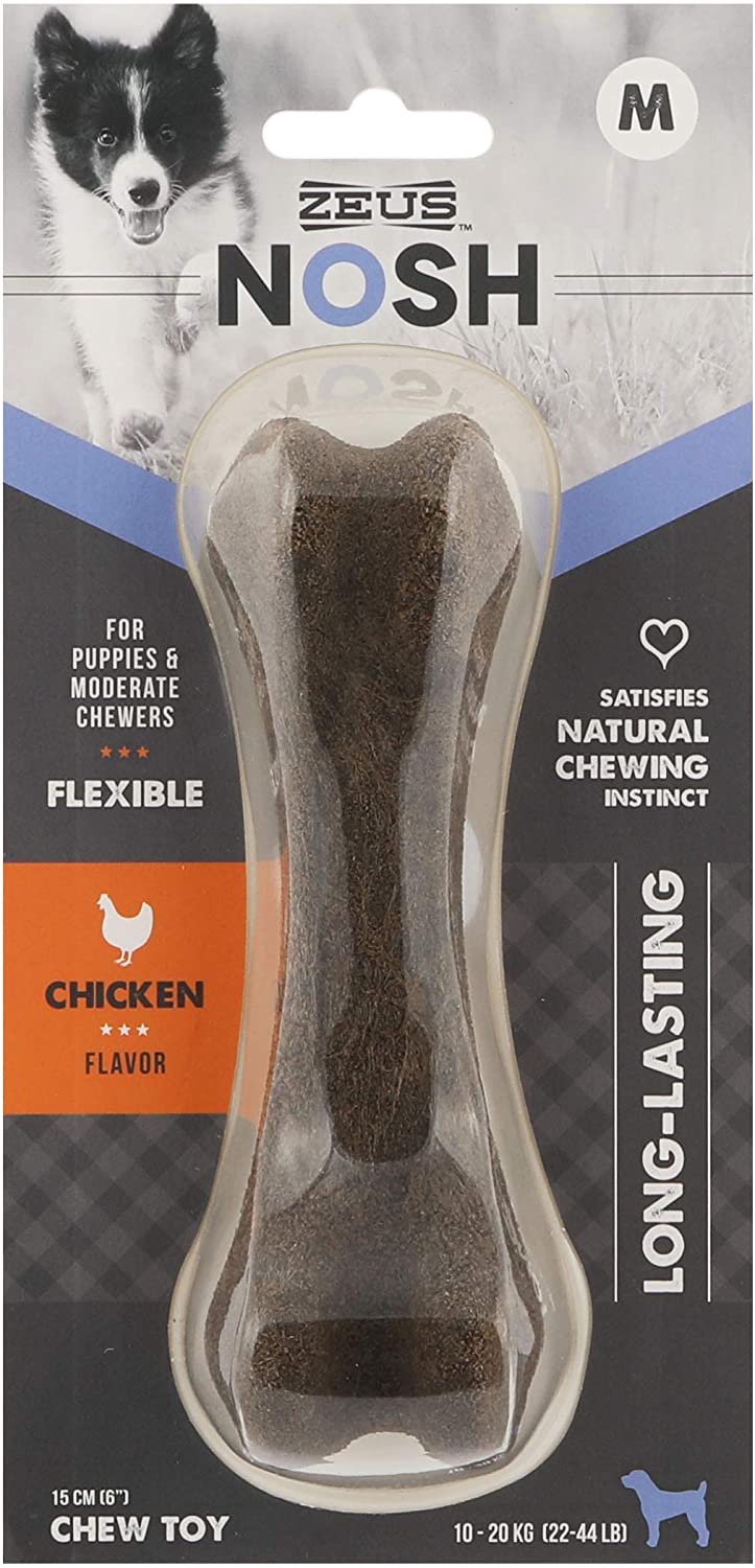 ZEUS Nosh Flexible Dog Chew Bones for Puppies Chicken Flavor