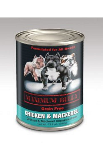 Maximum Bully Chicken & Mackerel Chunks in Broth 13.2oz