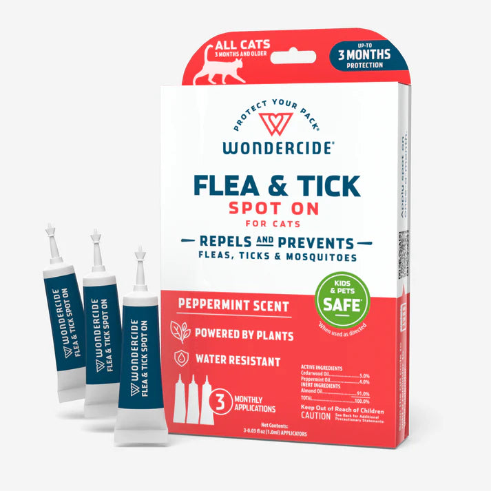 Wondercide Flea & Tick Spot On for Cats with Natural Essential Oils - 3 mon