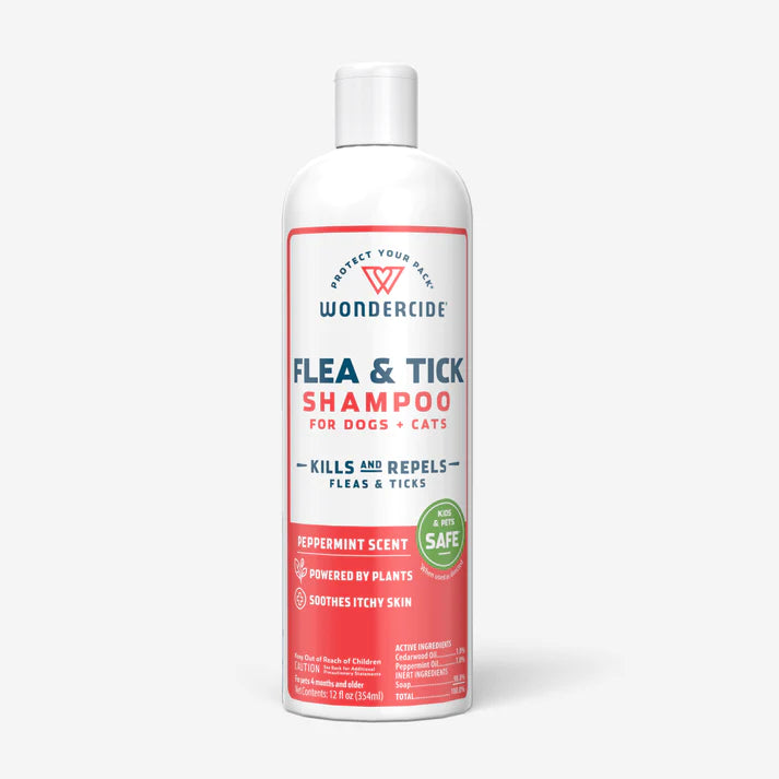 Wondercide Flea & Tick Shampoo for Dogs + Cats with Natural Essential Oils 12oz
