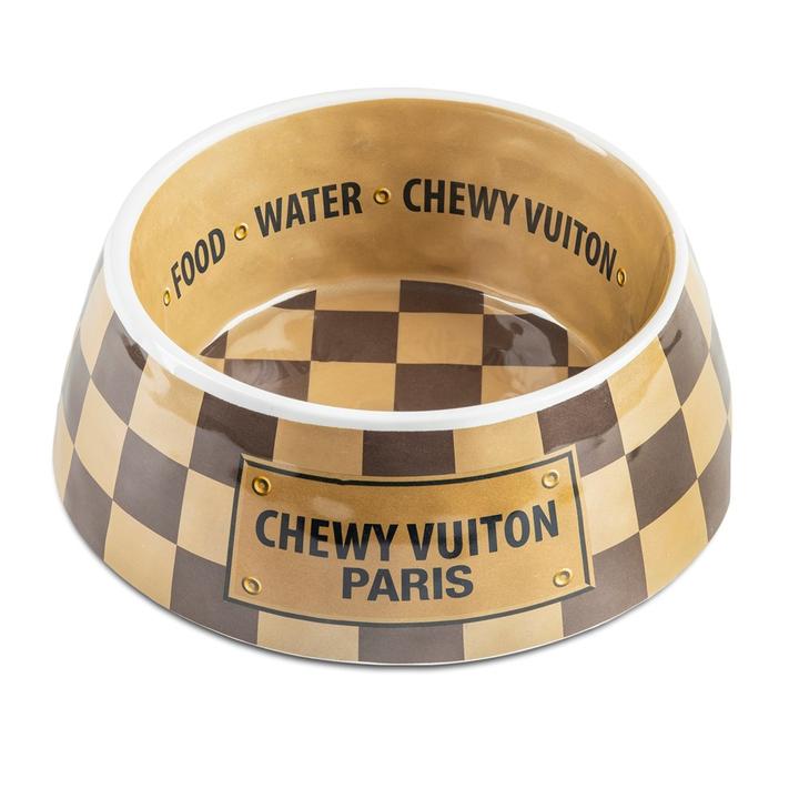 Haute Diggity Checker Chewy Vuiton Bowl