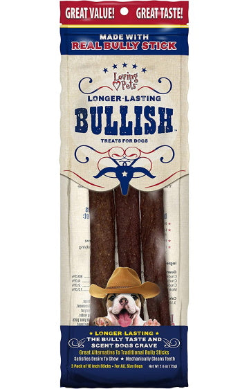 Loving Pets 10" Bullish Sticks 3-Pack Dog Treats