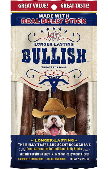 Loving Pets 6" Bullish Sticks 5-pack Dog Treats