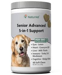 NaturVet Senior Advanced 5-in-1 Support Soft Chews Dog Supplement, 60 Count