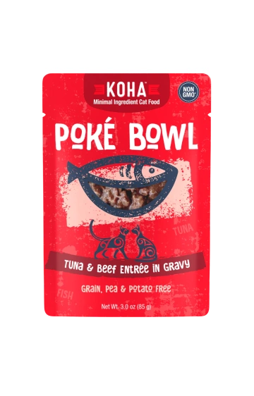 Koha Poké Bowl Tuna & Beef Entrée in Gravy for Cats 3 oz Pouch