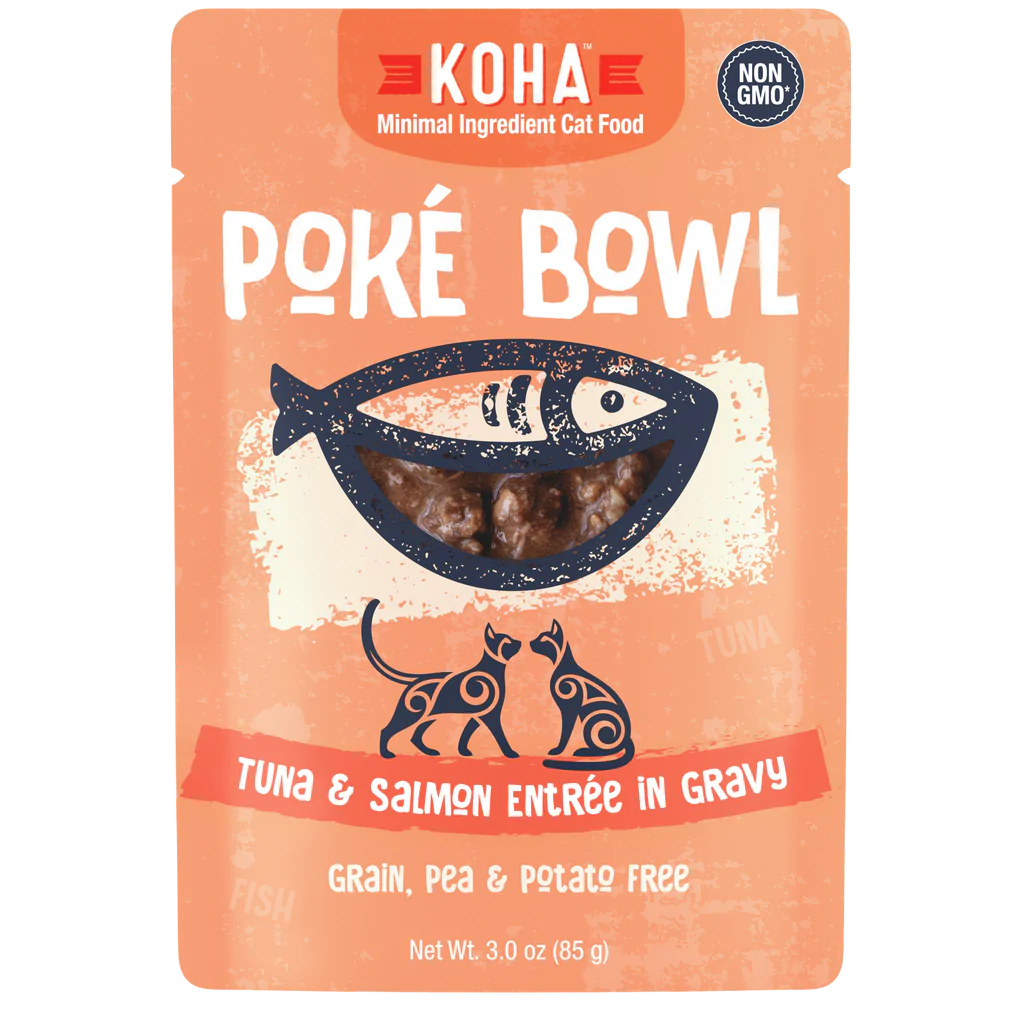 Koha Poké Bowl Tuna & Salmon Entrée in Gravy for Cats 3oz Pouch