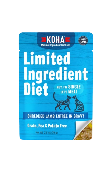 Koha Limited Ingredient Diet Shredded Lamb Entrée in Gravy for Cats 2.8oz Pouch