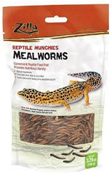 Zilla Reptile Munchies Mealworms Lizard Food, 3.75-oz bag