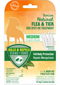 TropiClean Natural* Flea & Tick Spot-On Treatment for Medium Dogs 35 to 75 lbs.
