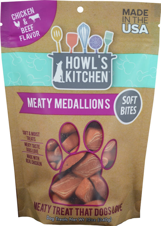 Howl's Kitchen Meaty Medallions Chicken & Beef Flavor Dog Treats, 12-oz