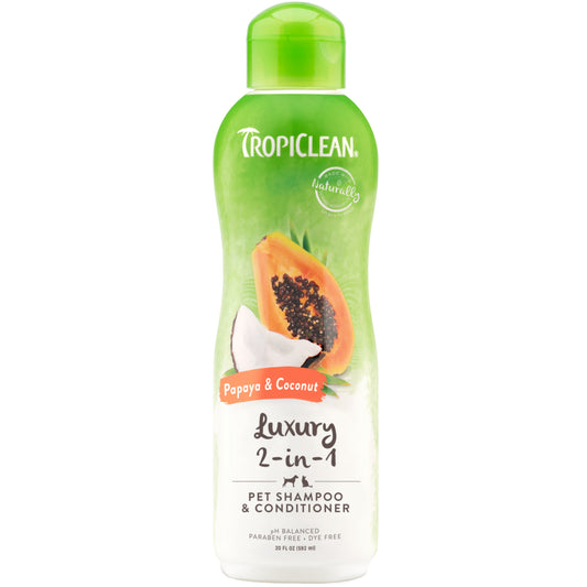 Tropiclean Papaya & Coconut Luxury Plus 2-In-1 Shampoo & Conditioner For Pets