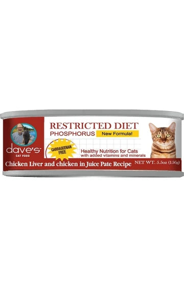 Dave's Cat Food Restricted Diet Phosphorus – Chicken & Chicken Recipe Paté in Juice