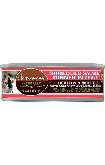 Dave's Cat Food Naturally Healthy Grain Free Shredded Salmon Dinner in Gravy