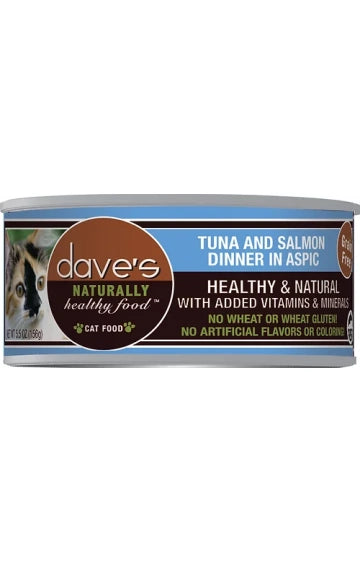 Dave's Cat Food Naturally Healthy Grain Free Tuna & Salmon Dinner in Aspic