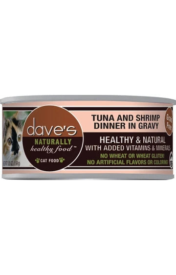 Dave's Cat Food Naturally Healthy Grain Free Tuna & Shrimp Dinner in Gravy
